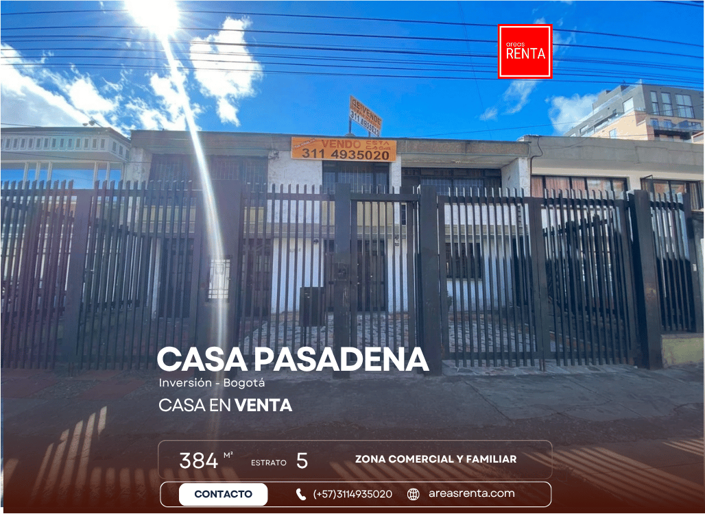Casa Lote de 384 m² en Venta Pasadena